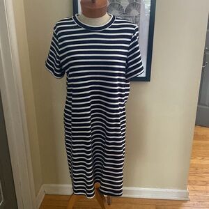 Armour Vert blue & white striped T-shirt dress SZ L sustainable organic classic